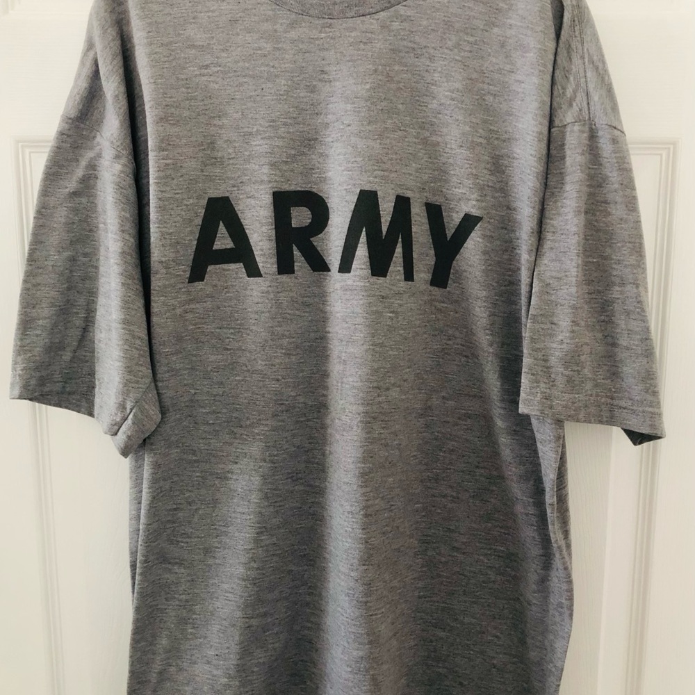 ARMY PT Shirt PFU Size XL Physical Fitness Heather Grey Heavyweight Tee Shirt